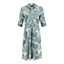 Kleed met kraag en knoopjes 3/4 mouw | jeans