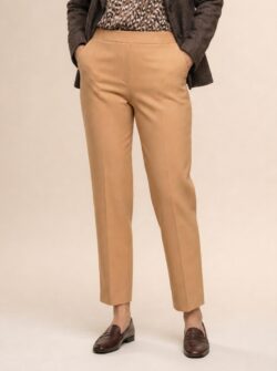 Broek gabardine met elastische band - Camel