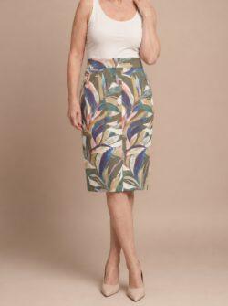 Rok daim bedrukt recht model met zakken | kaki