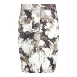 Rok daim bedrukt recht model met zakken | beige