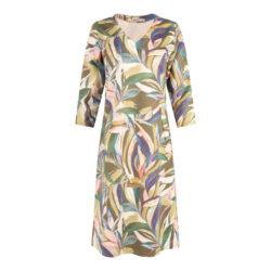 Kleed V-hals daim A-lijn 3/4 mouw | groen