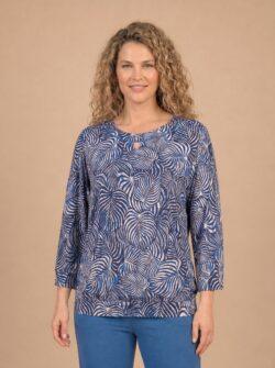 T-shirt bedrukt 3/4 mouw | blauw