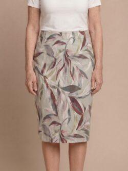 Rok daim bedrukt recht model met zakken | mauve