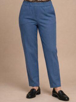 Broek jeans look met elastische band | midden jeans