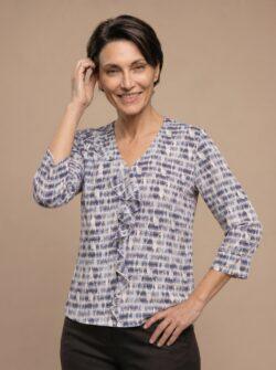 T-shirt bedrukt 3/4 mouw | blauw