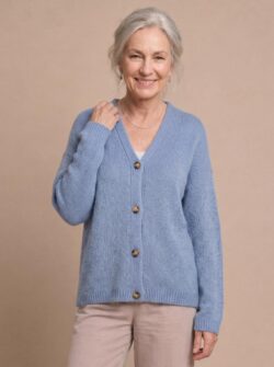 Gilet met houten knopen | blauw