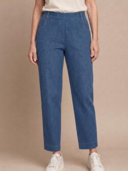 Broek midden jeans look met elastische band