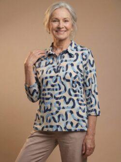 Polo satijn-touch 3/4 mouw