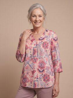 Blouse crepe 3/4 mouw