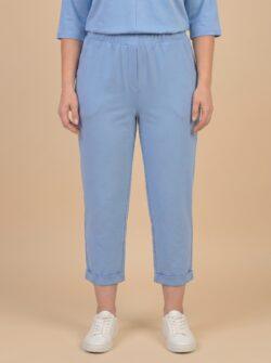 Broek Modal Met Omslag Licht Blauw
