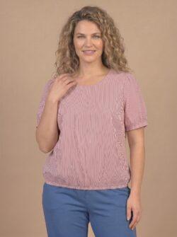 Blouse korte mouw KATOEN met elastiek onderaan - Rood