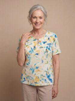 T Shirt viscose korte mouw - Geel