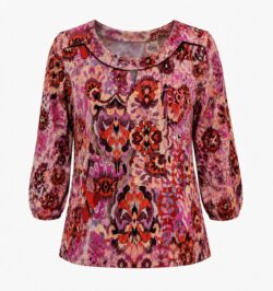 T Shirt met ¾ mouw en elastiek onderaan - Aubergine